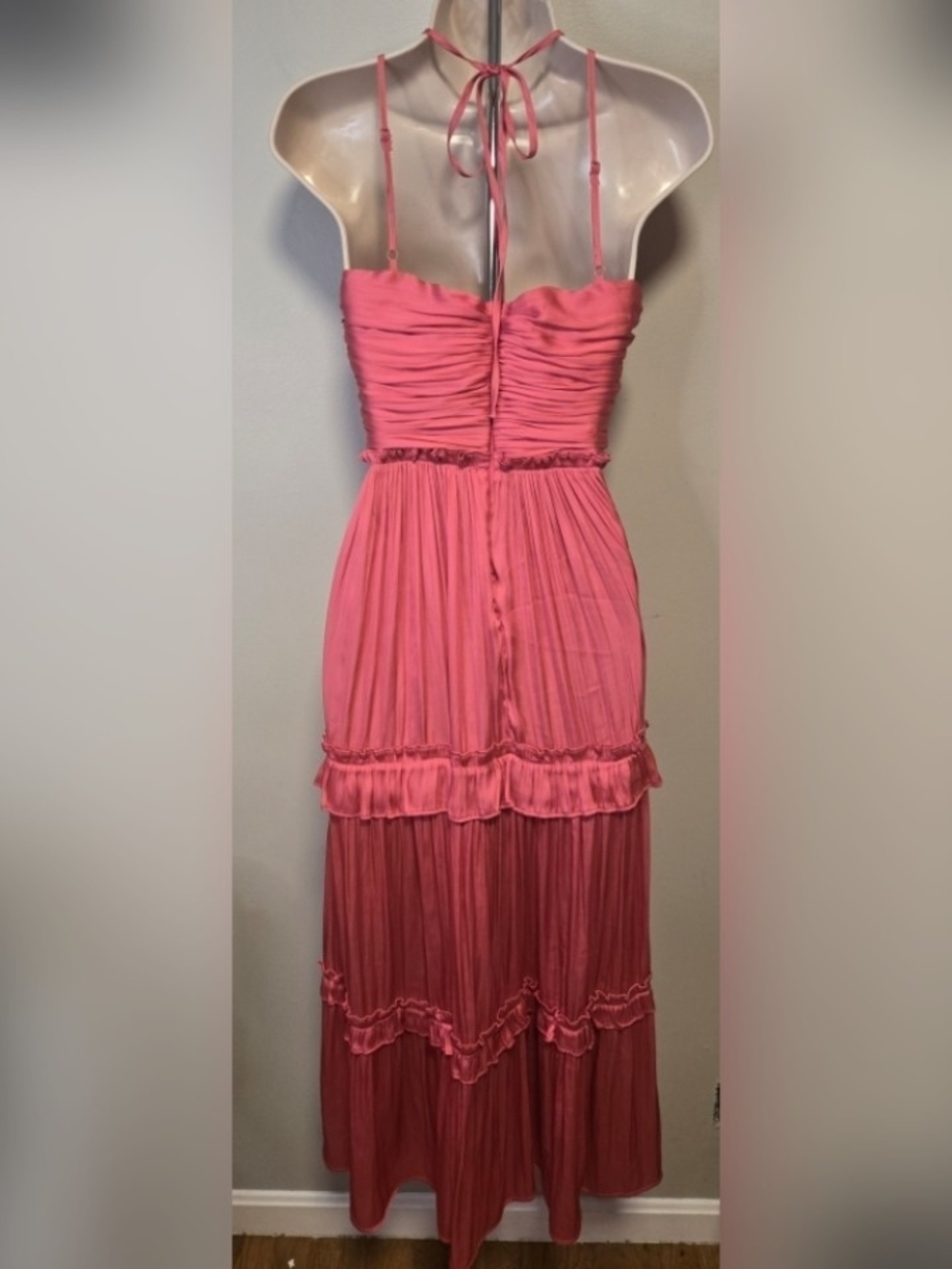 Aqua Pink Tiered Halter Midi Dress XS 🌞 - Picture 5 of 6
